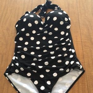 *New, Black & white halter top bathing suit